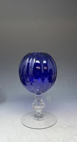 Cambridge Glass Royal Blue Keyhole Ivy Ball Vase (1 of 3)