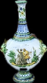 A vintage hand-painted ceramic vase from Italy: A vintage hand-painted ceramic vase from Italy , specifically marked "Bologna ITALIA". Approximately 11 inches high.