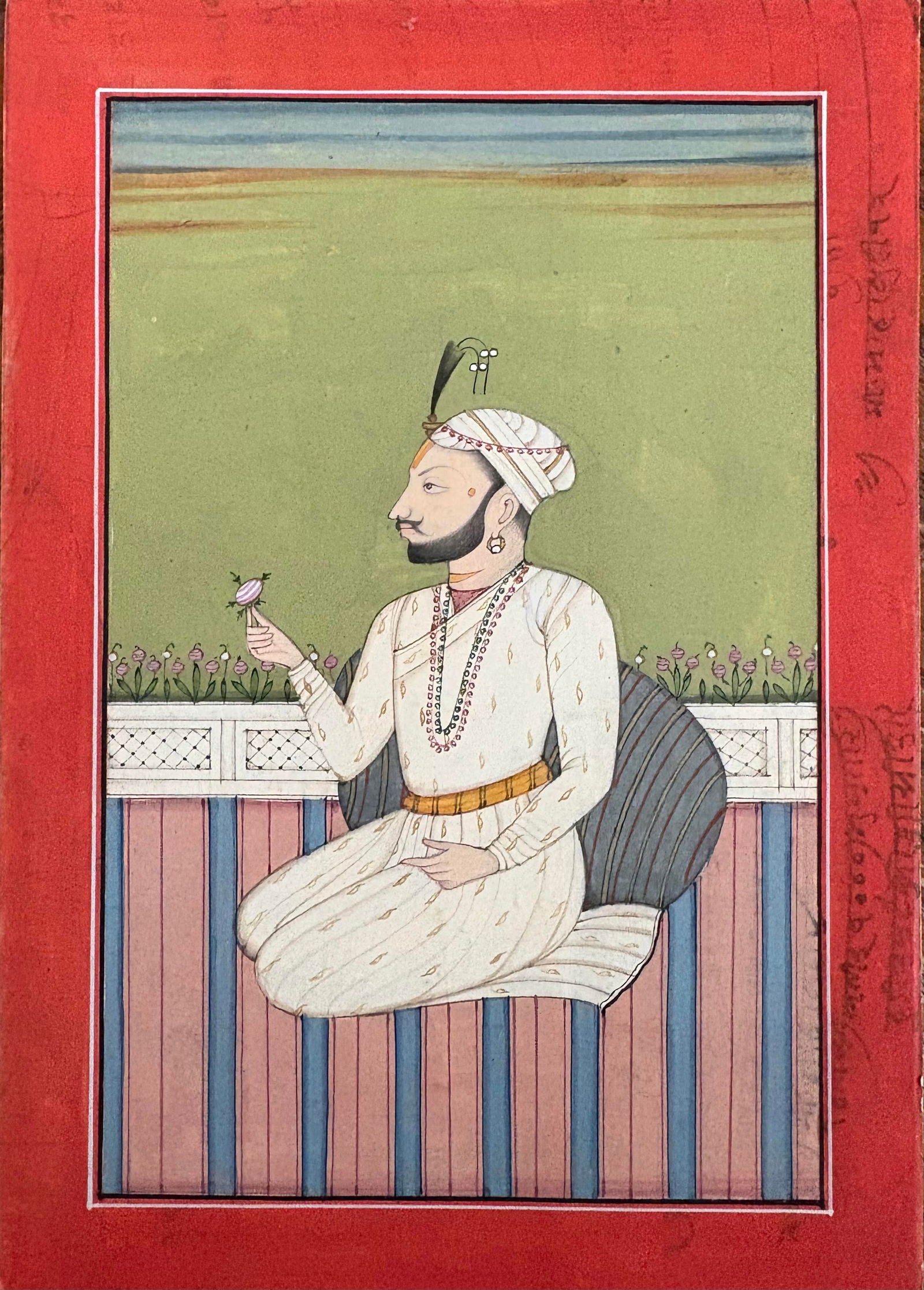 Indian Pahari school miniature painting - Portrait of a Maharaja (1 of 1)