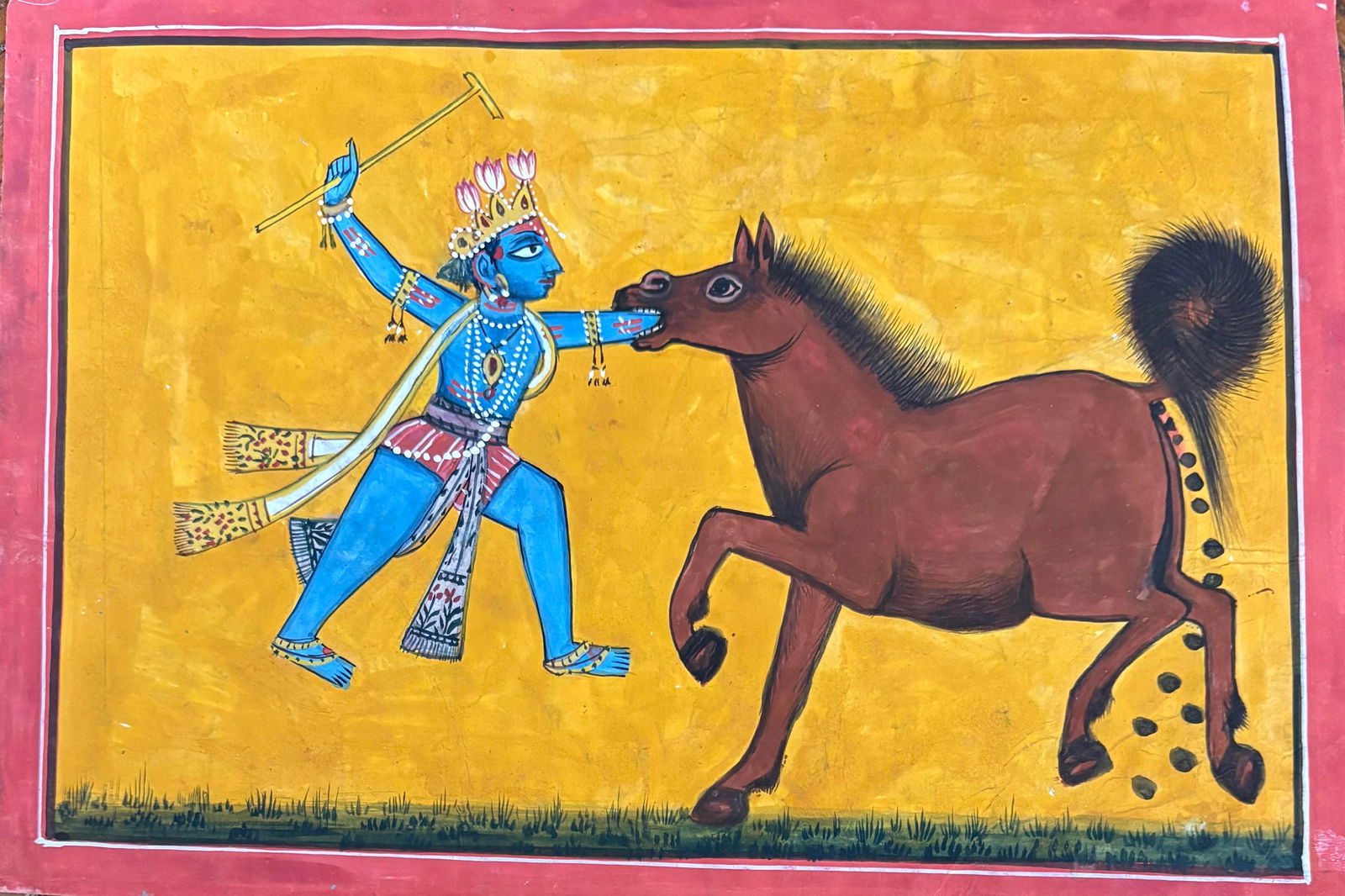 Indian Pahari school miniature painting - Portrait of a Maharaja Size (1 of 2)