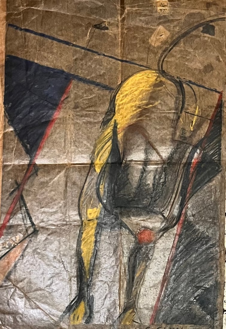 Pastel drawing on art paper artist Charles Green Shaw (1 of 3)