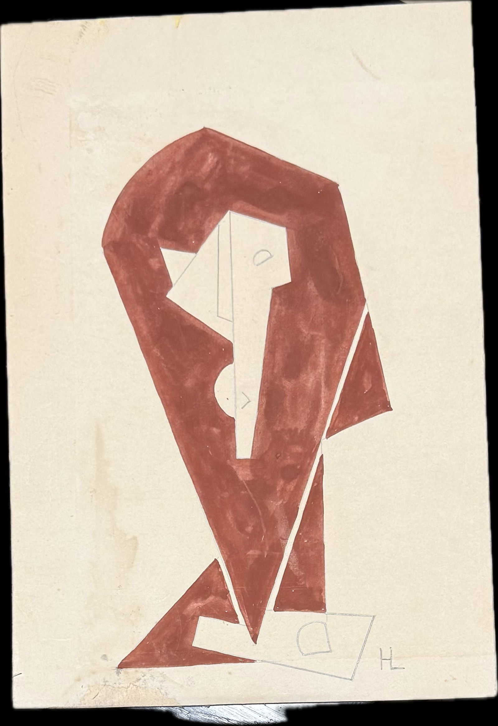 A small abstract artwork on card board signed with the initials "HL" (1 of 3)