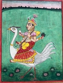 Indian Pahari miniature painting from Devi Series - one of the 108 eight forms: Indian Pahari miniature painting from Devi Series - one of the 108 eight forms Size: 8.6 by 6.5 inches