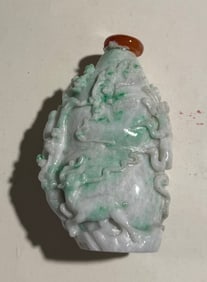 Antique Chinese Large Jadeite Carved Snuff Bottle (1 of 7)