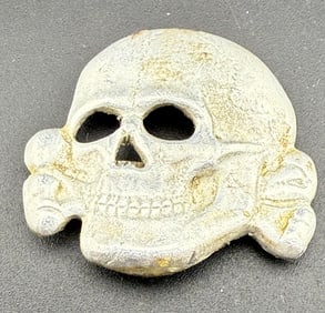 WWII German SS Totenkopf Skull Cap Badge, Marked "155/38 A" (1 of 3)