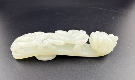 Chinese White Jade Belt Hook with Chilong Dragons (1 of 7)