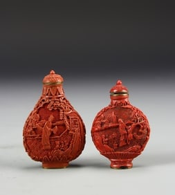 Two Chinese Cinnabar Snuff Bottles (1 of 5)