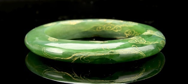 Vintage Chinese Spinach Jade Bangle (1 of 3)