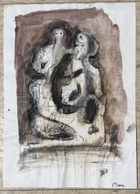 An abstract drawing of figurines with a signature of Moore: An abstract drawing of figurines with a signature of Moore on the lower right bottom, overall size: 21cm x 30cm