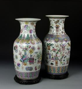 Pair of Antique Chinese Famille Rose Vases (1 of 5)