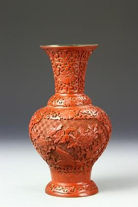Antique Chinese Cinnabar Vase (1 of 6)
