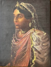 Indian painting of a Queen or Maharani- oil on canvas (1 of 1)