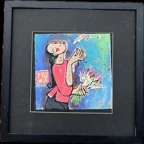 Wishing Vietnamese Woodcut Finished by Hand Nguyen Ting Ngoc (1 of 3)