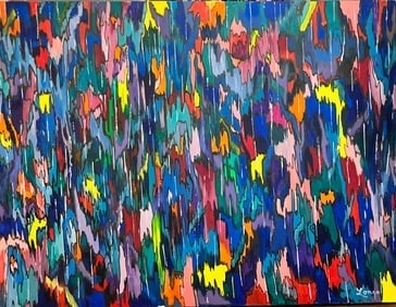 Amazing abstract painting signed longo: Amazing abstract, painting, and signed longo similar to Robert Longo‘s photography painting in great condition. Measurements are 36 x 48.