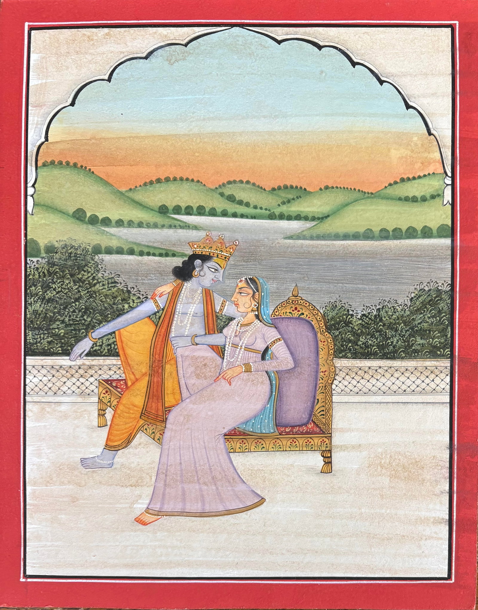 Indian Kangra school miniature painting of Radha and Krishna (1 of 1)