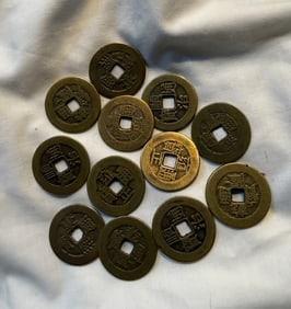 12 Antique Chinese Copper Coins (1 of 3)