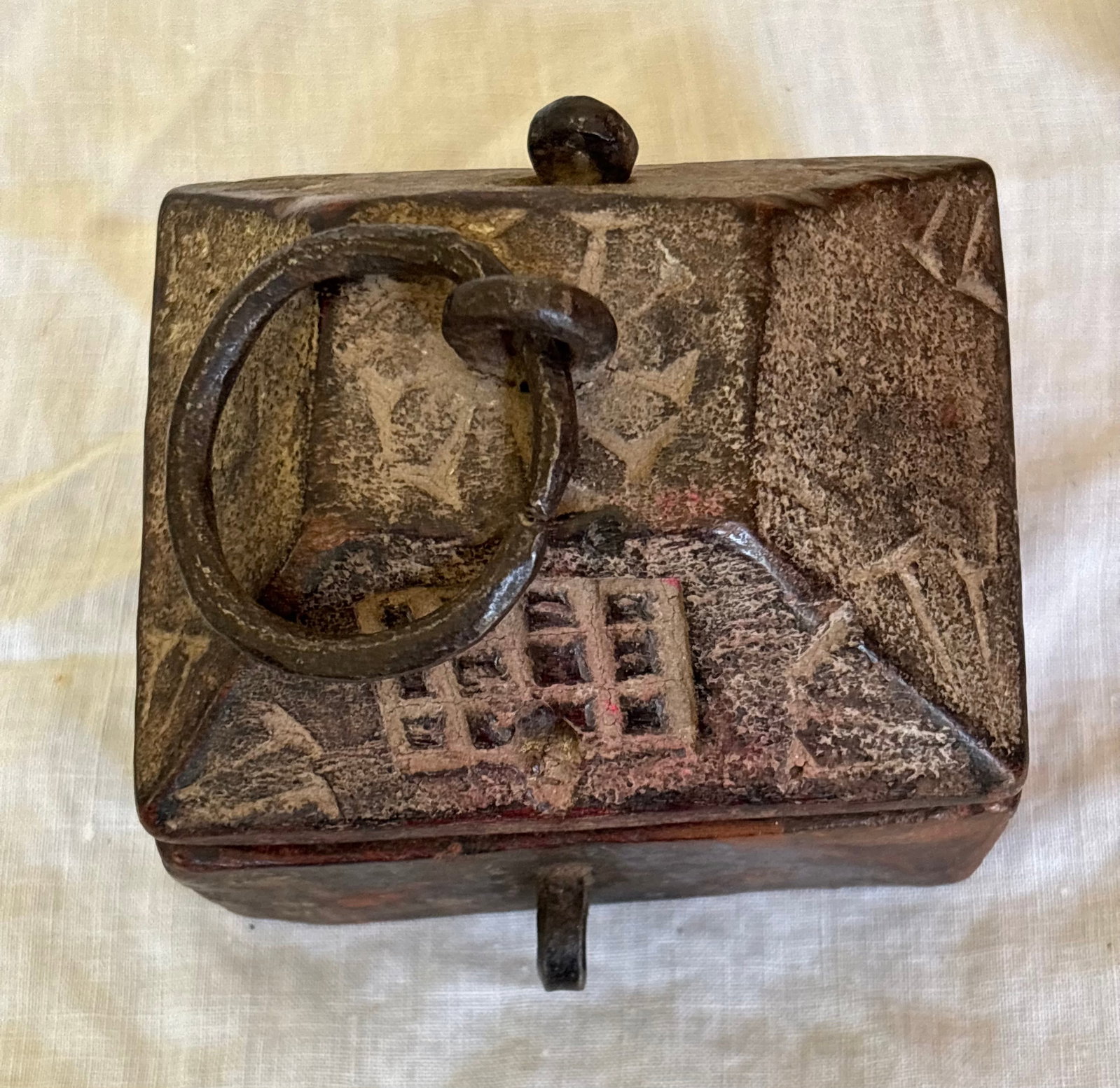 An antique carved wooden box (1 of 3)