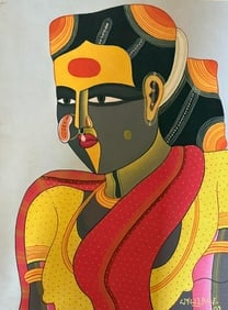 Acrylic on canvas painting- Thota Vaikuntam ( Indian) (1 of 1)