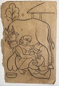 Old Indian Bengal Kalighat Painting: Old Indian Bengal Kalighat painting Kalighat paintings in India during 19 th century and the tradition continued post independence era . These were sold outside the famous Kalighat Temple in Calcutta