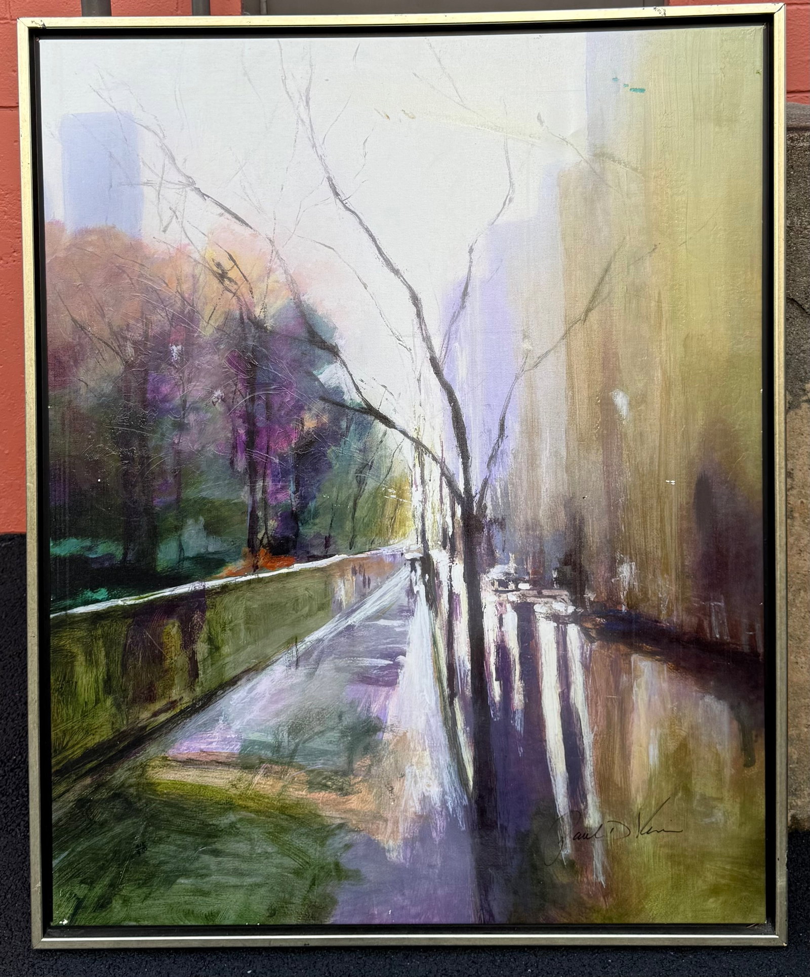 Vintage Bordeaux expressionist cityscape canvas Painting signed (1 of 1)