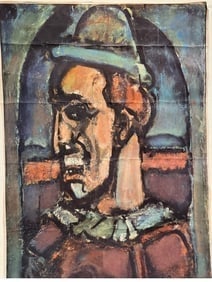 A portrait drawing of a Roman soldier or gladiator: A portrait drawing of a person wearing a helmet with a red plume, possibly a representation of a Roman soldier or gladiator. 25” X 19”, signed J. Dolby, dated: 3-21-50