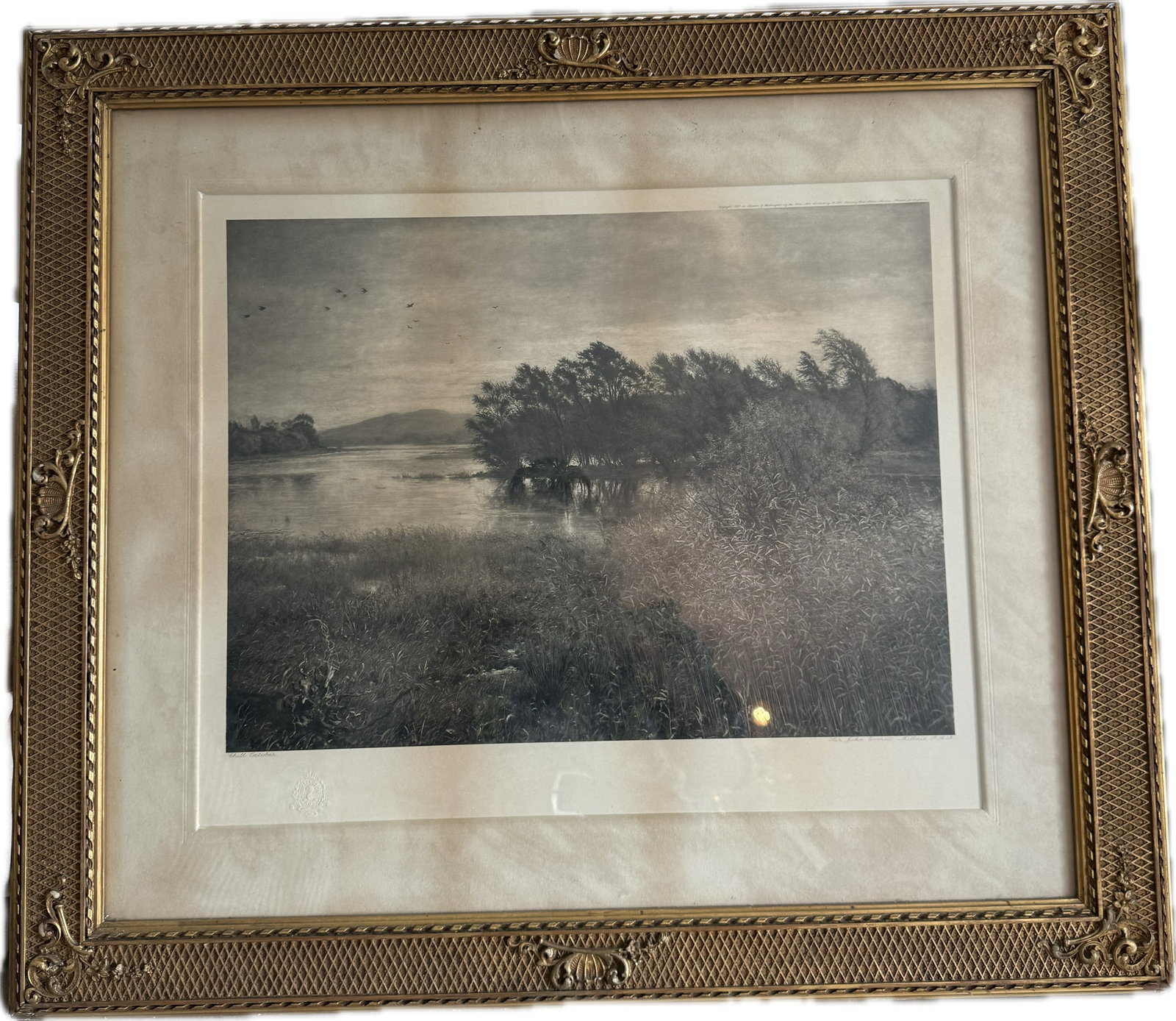 An antique framed print of Sir John Everett Millais's famous landscape painting, "Chill October" (1 of 6)