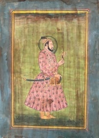 Indian Mughal school miniature painting- portrait of a King or Maharajah: Indian Mughal school miniature painting- portrait of a King or Maharajah probably Shah Jahan Size : 12 by 8 inches