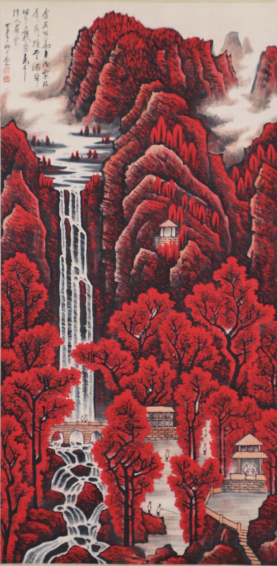 A Chinese Scroll Painting By Li Keran: A Chinese Scroll Painting By Li Keran H:138cm;W:68cm;