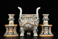 Underglaze Blue and Gilt Ritual Wares Group