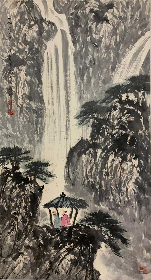 A Chinese Scroll Painting By Fu Baoshi: A Chinese Scroll Painting By Fu Baoshi H:90cm; W:48cm