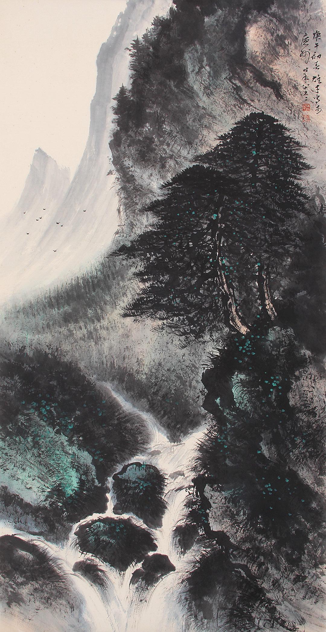 A Chinese Scroll Painting By Li Xiongcai: A Chinese Scroll Painting By Li Xiongcai L:137cm; W:67cm