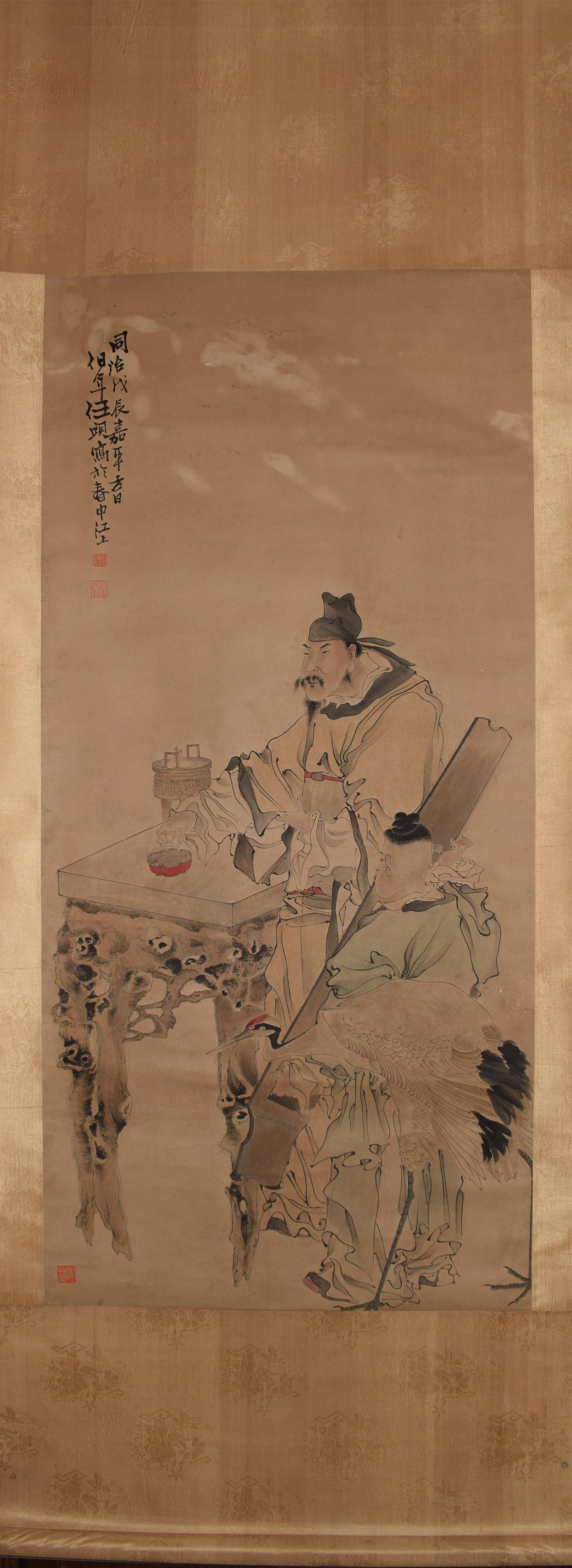 A Chinese Scroll Painting By Ren Bonian: A Chinese Scroll Painting By Ren Bonian L:135cm;W:64cm