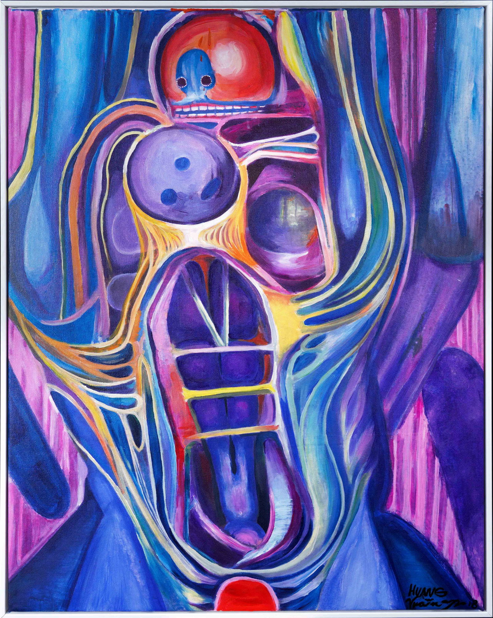 HUANG YUXING (B.1975), ACRYLIC PAINTING: HUANG YUXING (B.1975), ACRYLIC PAINTING Signed (lower right) Image Size: 35 x 27 1/8 inches (89cm x 69cm) Huang Yuxing (b. 1975, Beijing) is widely recognized among his generation for his dexterous ab