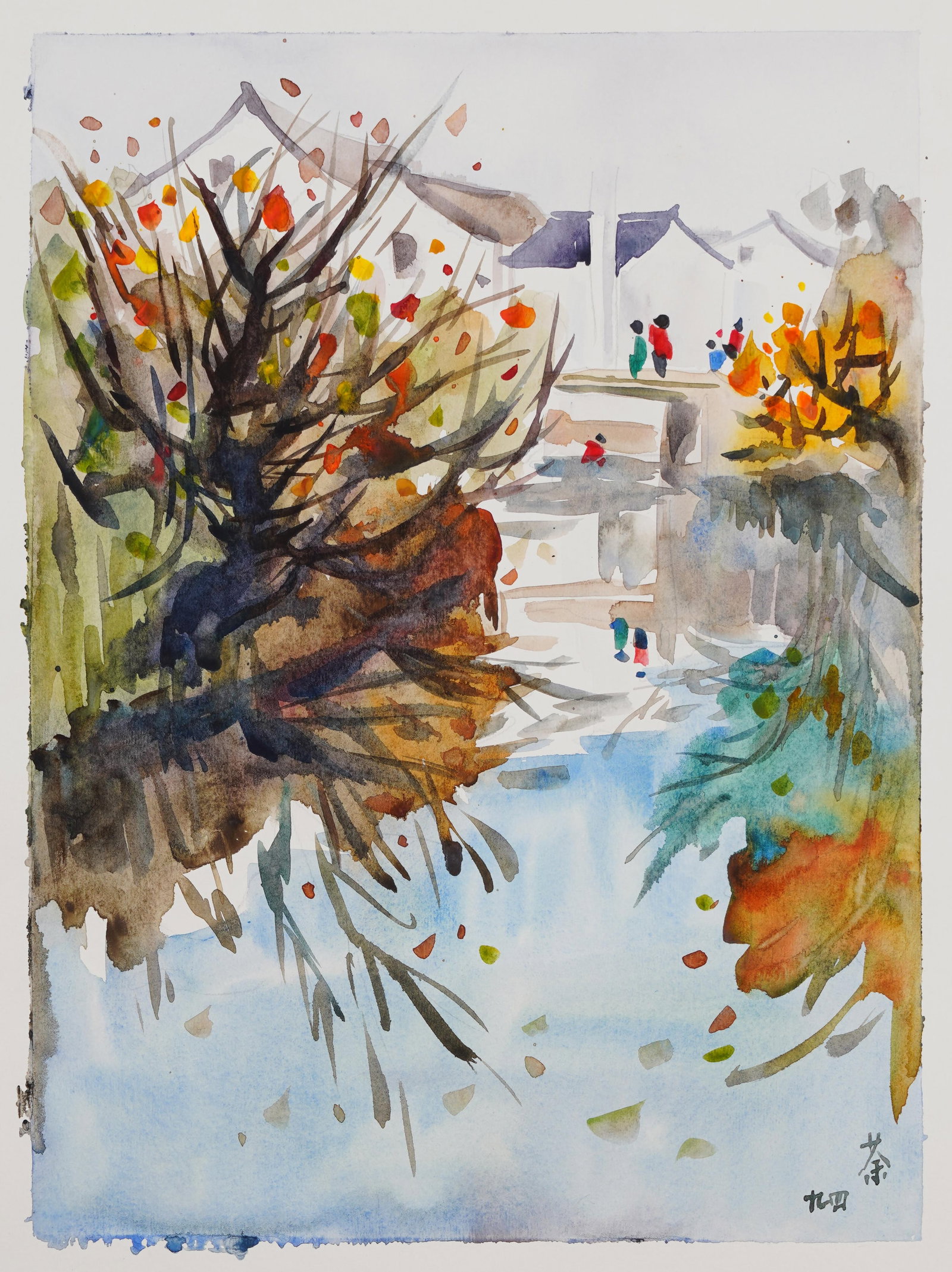WU GUANZHONG (1919-2010), WATERCOLOR ON PAPER: WU GUANZHONG (1919-2010), WATERCOLOR ON PAPER Signed (lower right) Image Size: 28 7/8 x 20 3/8 inches (73.5cm x 52cm) Wu Guanzhong (1919-2010) was a master painter of the twentieth century in the Chin