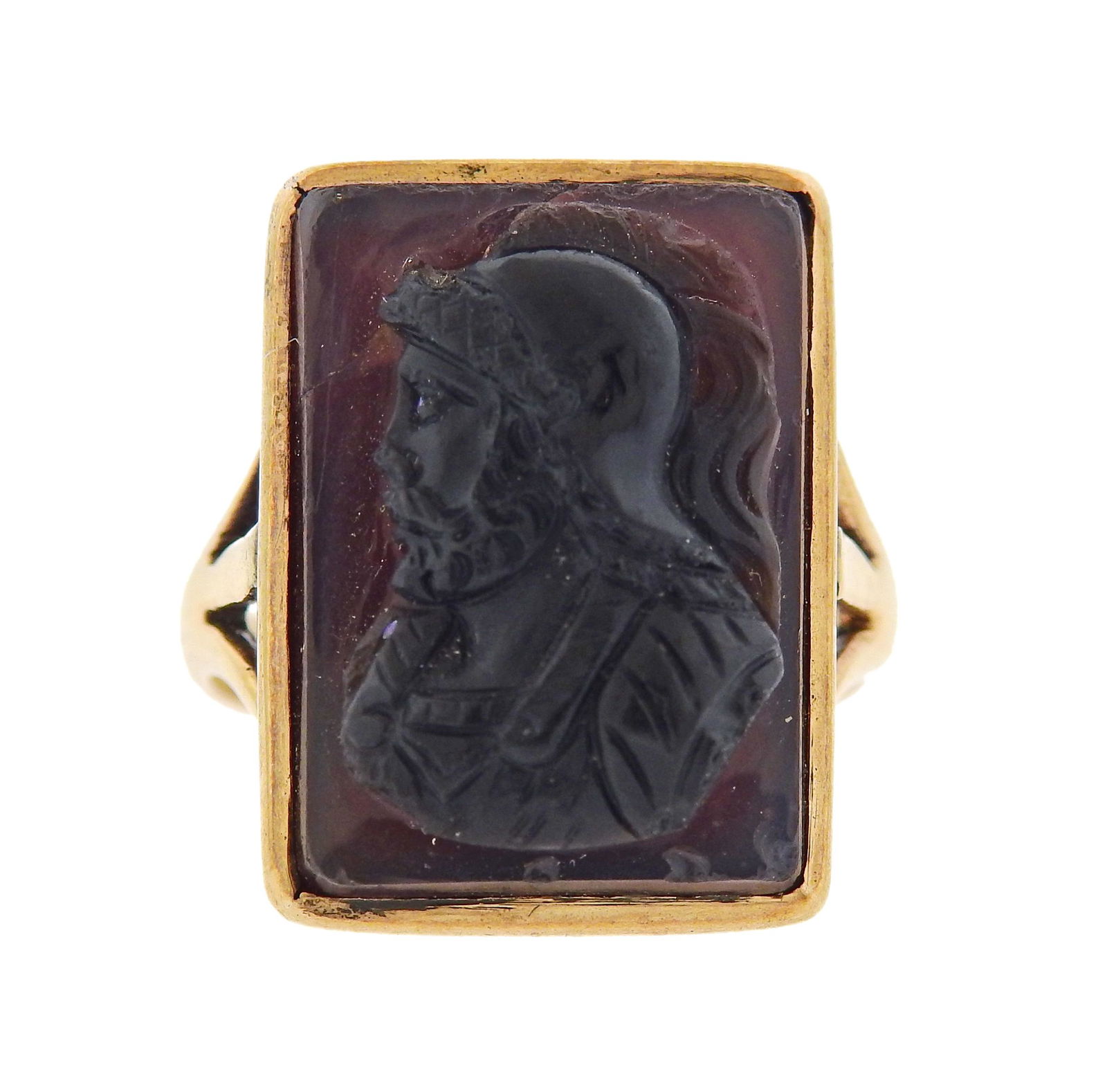 Antique 10k Gold Purple Stone Cameo Ring (1 of 4)