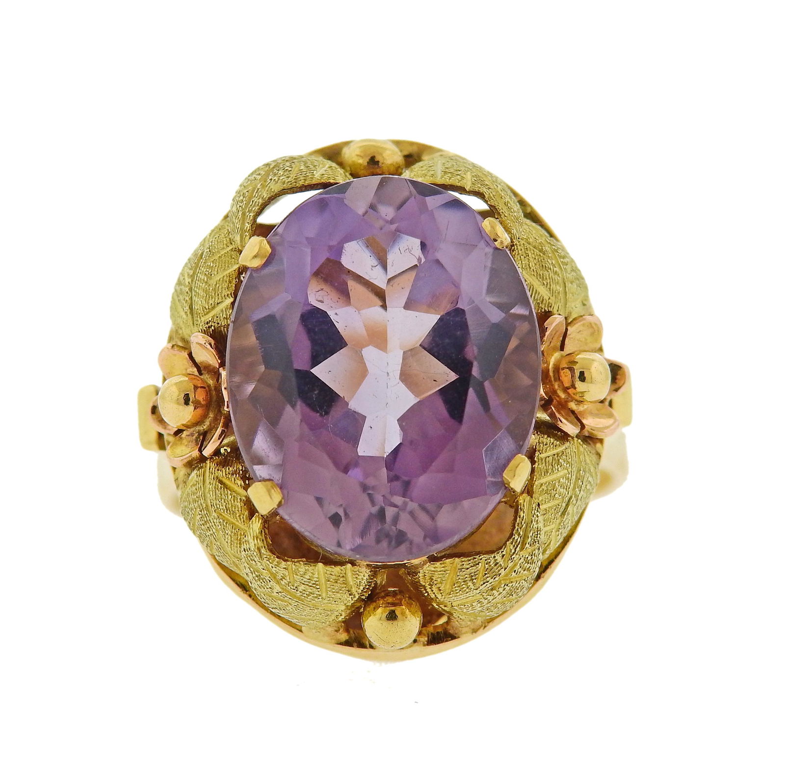 Arts & Crafts 18k Gold Amethyst Ring (1 of 4)