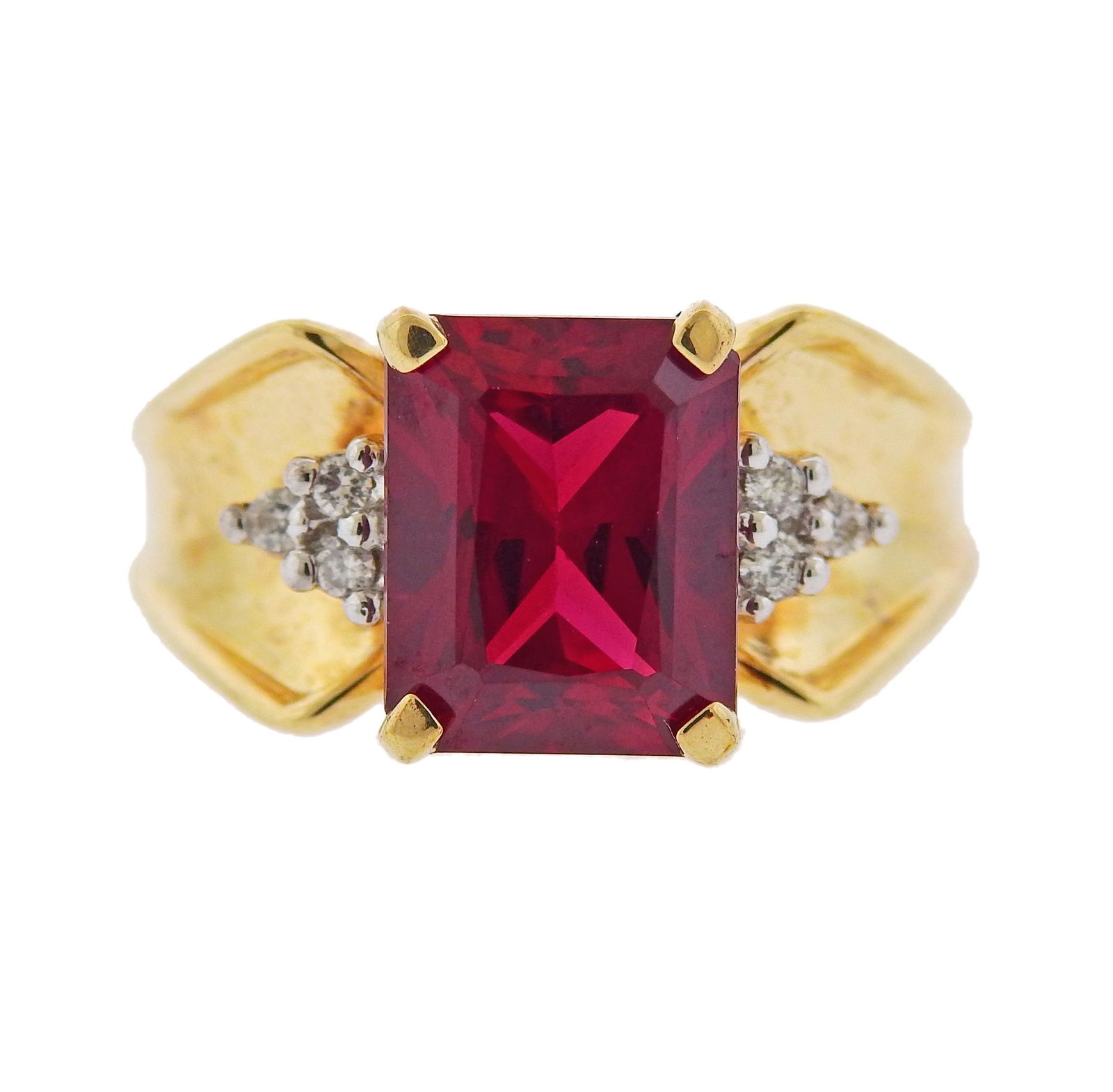 10k Gold Diamond Red Stone Ring (1 of 4)