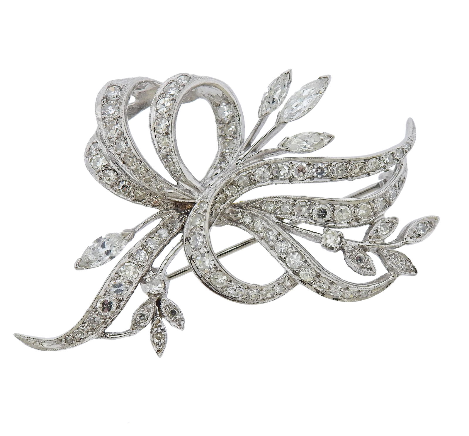 14k Gold 1.50ctw Diamond Brooch Pin (1 of 3)