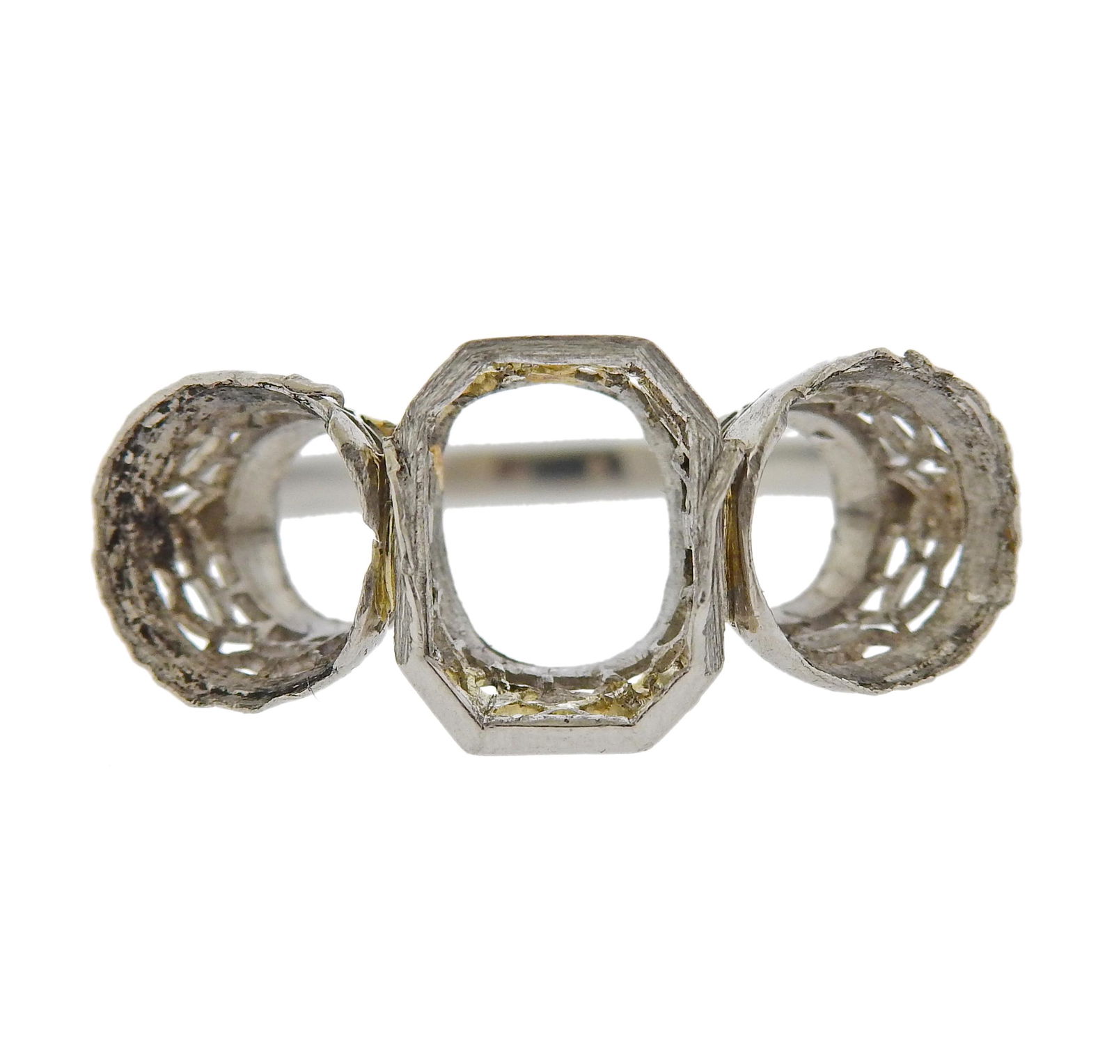 Art Deco Platinum 3 Stone Ring Mounting (1 of 3)