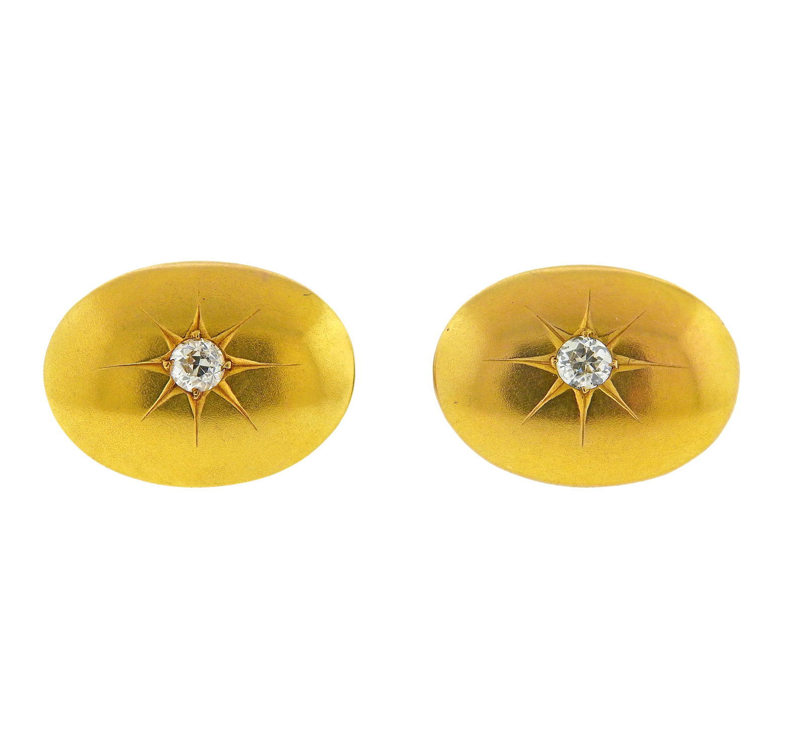 Antique 14k Gold Diamond Cufflinks (1 of 4)