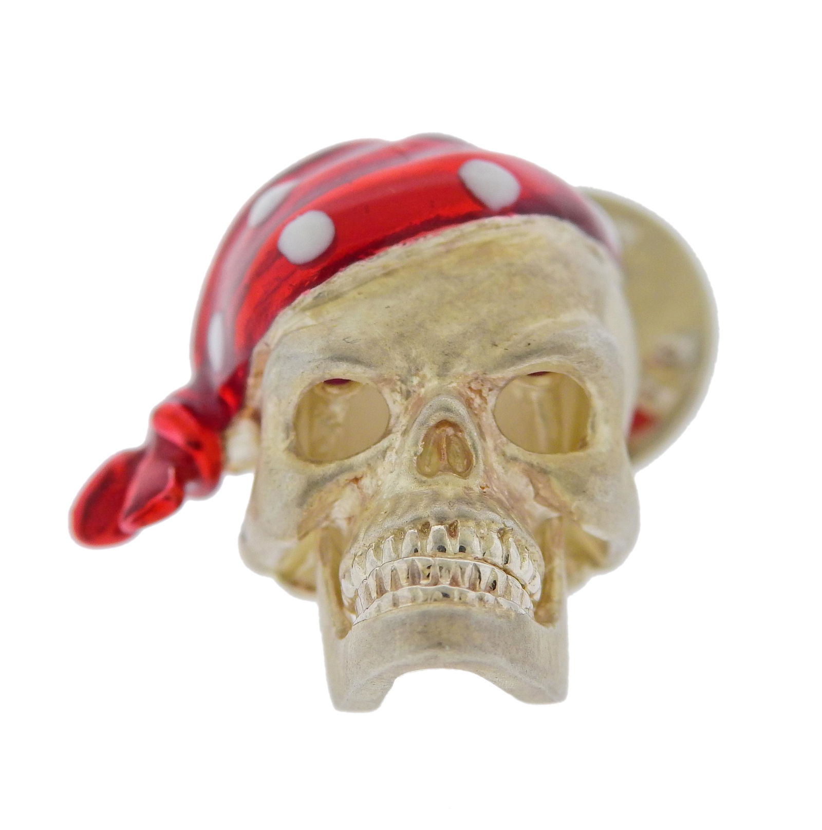 Deakin & Francis Sterling Silver Enamel Ruby Skull Tie (1 of 3)