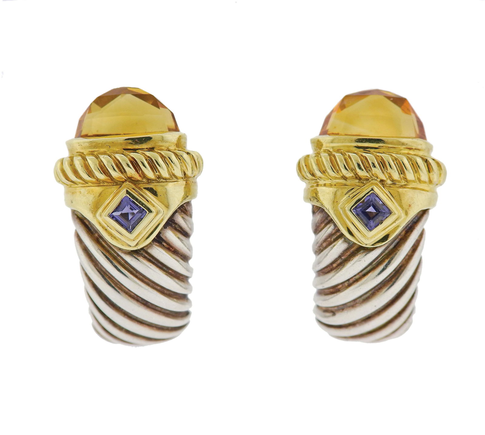 David Yurman 14k Gold Silver Citrine Iolite Cable (1 of 3)