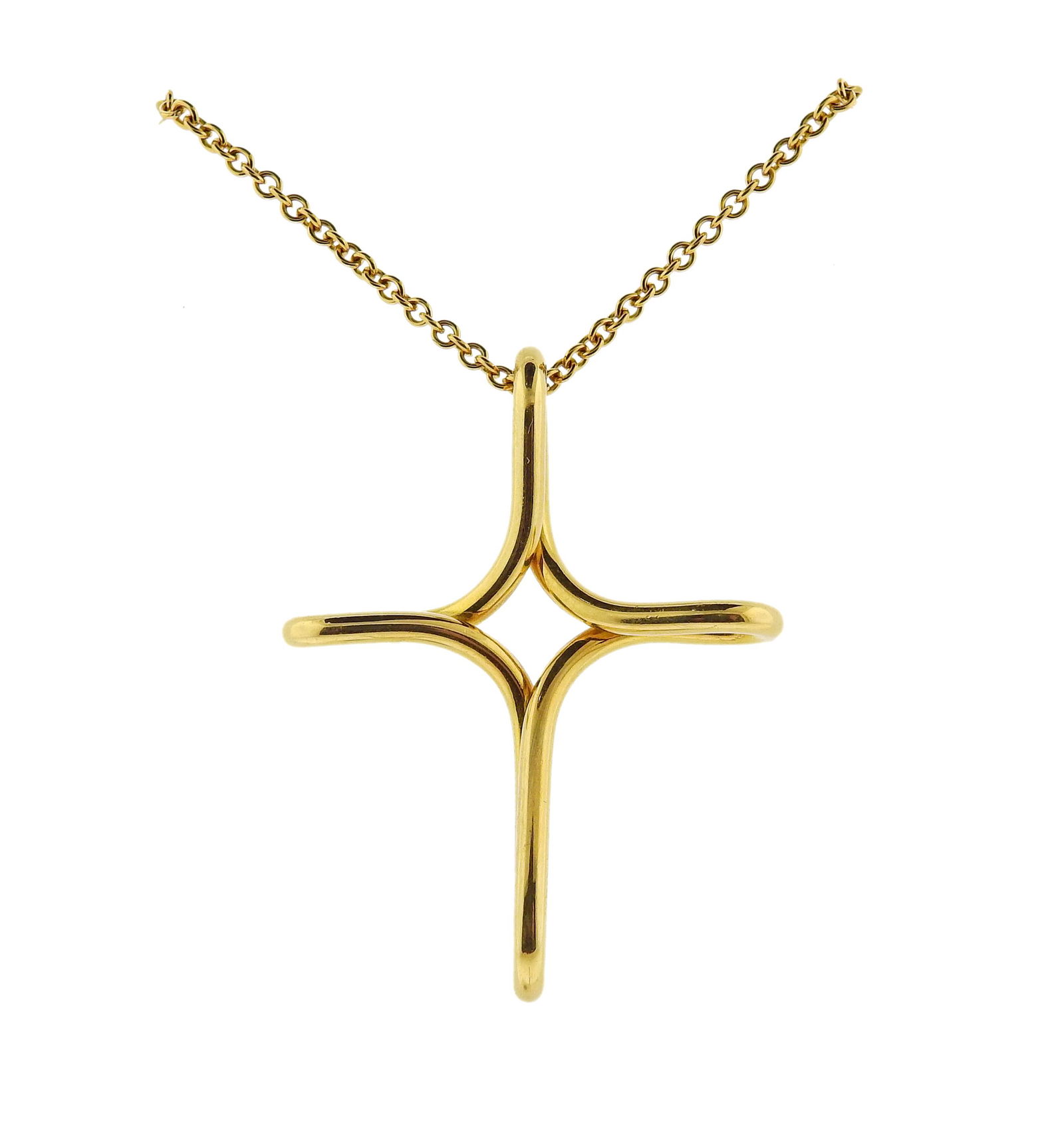 Tiffany & Co Peretti 18k Gold Cross Pendant Necklace (1 of 4)