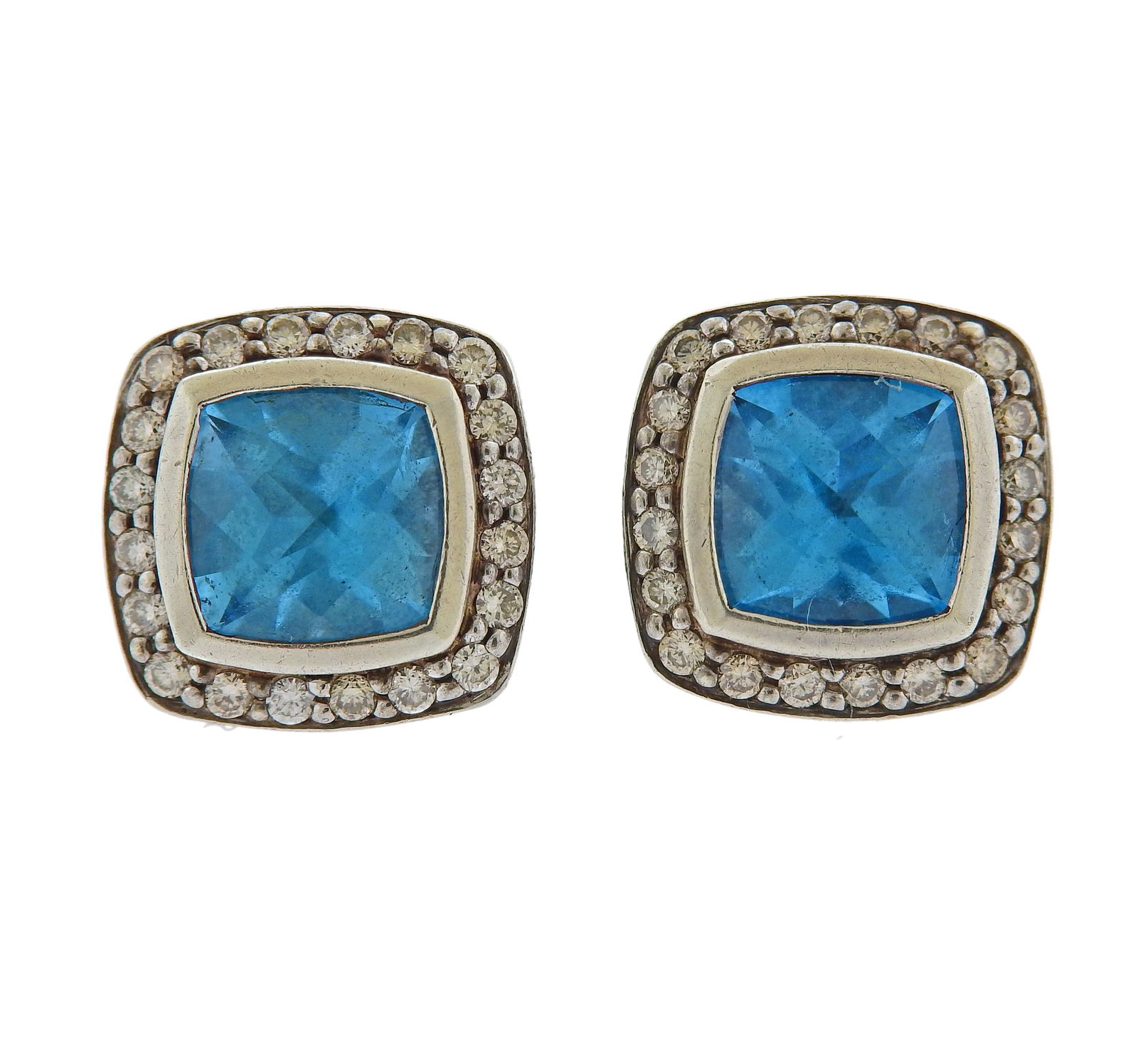 David Yurman 18k Gold Silver Ablion Blue Topaz Diamond (1 of 3)