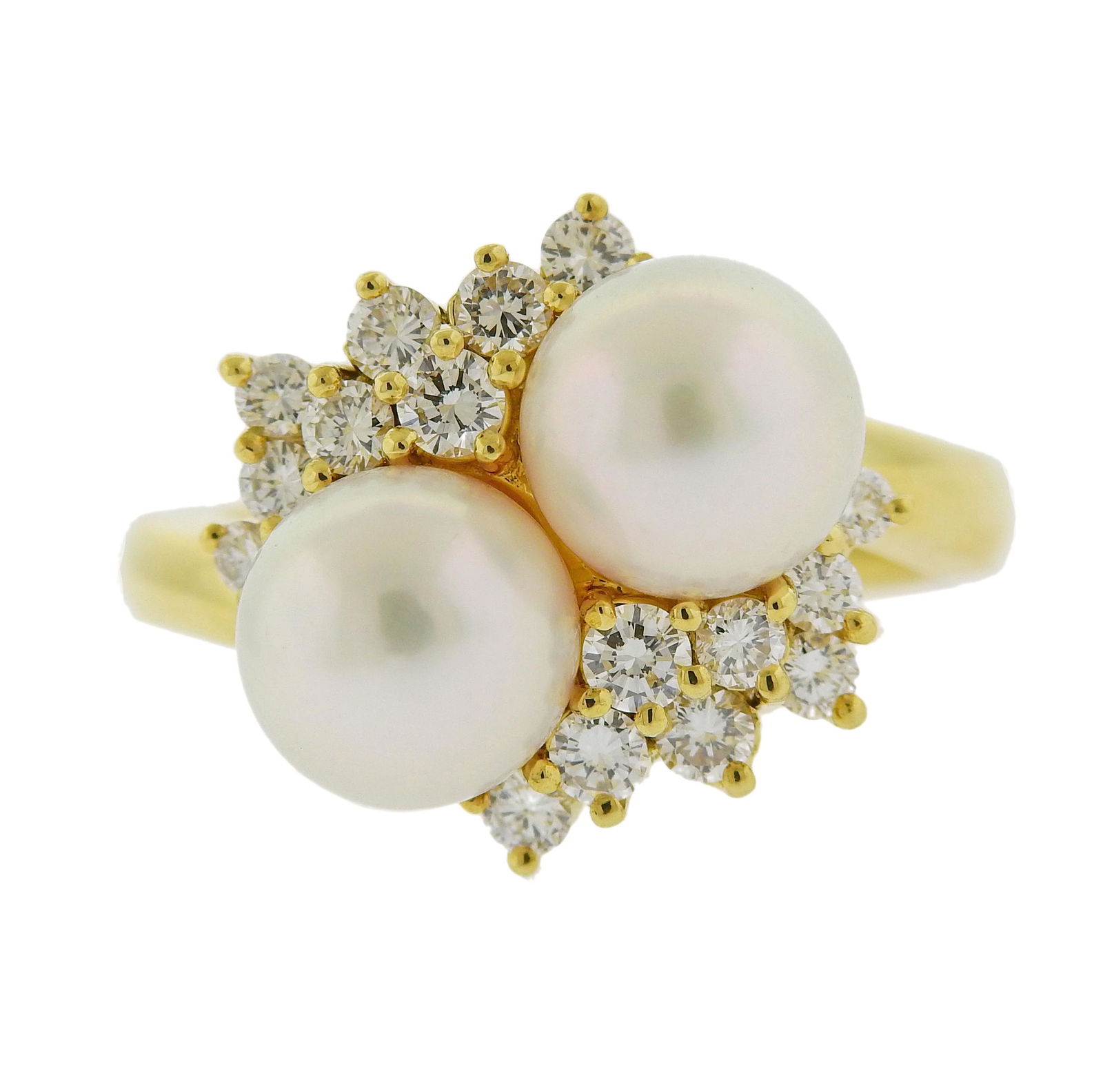 Mikimoto 18k Gold Diamond Pearl Ring (1 of 6)