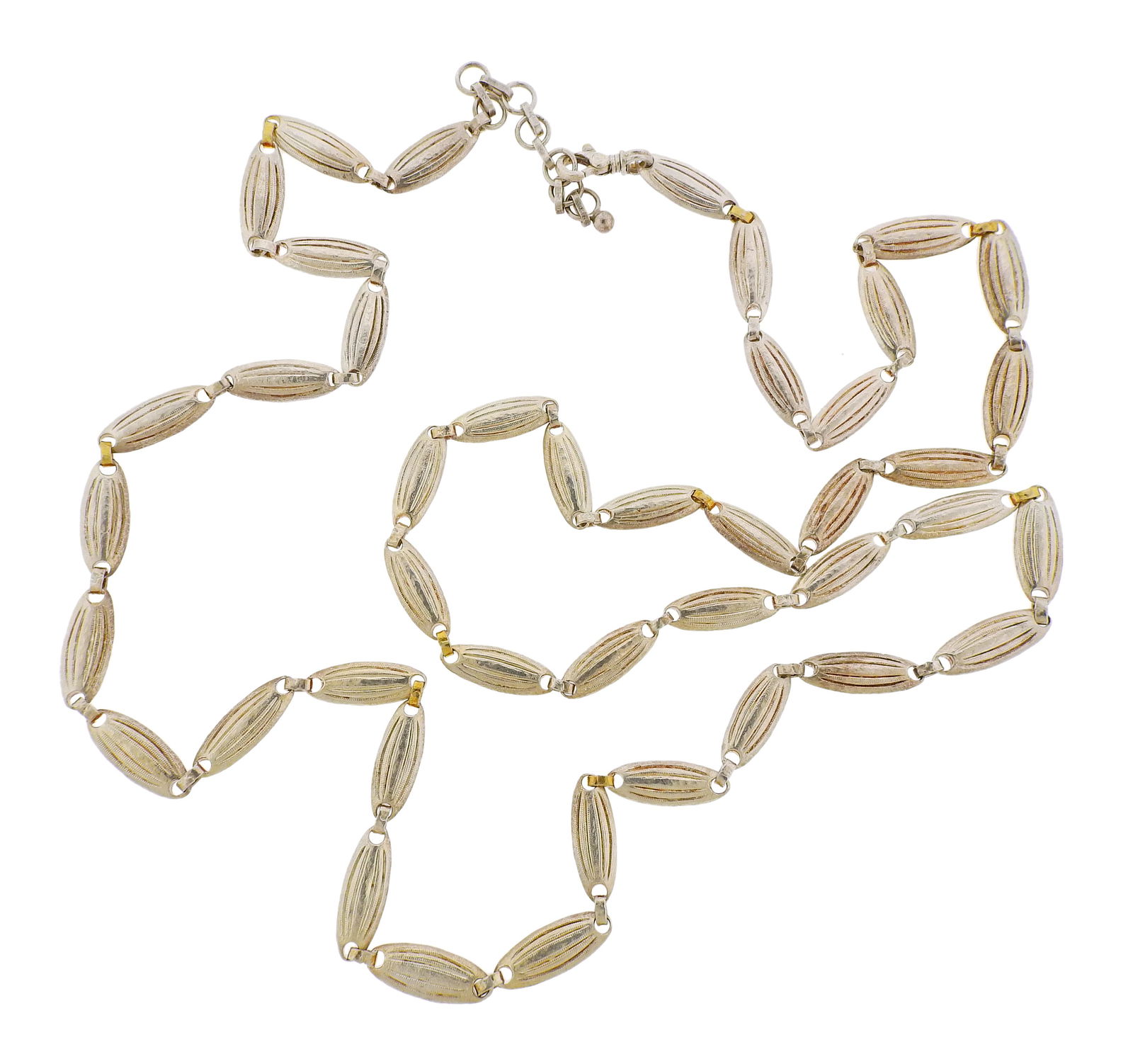 Gurhan Orb Sterling Silver Long Necklace: Sterling silver Orb necklace by Gurhan. Necklace is 42.5" long, and 7mm wide. Marked with Gurhan mark. Weight - 120.1 grams. Retail $3395.