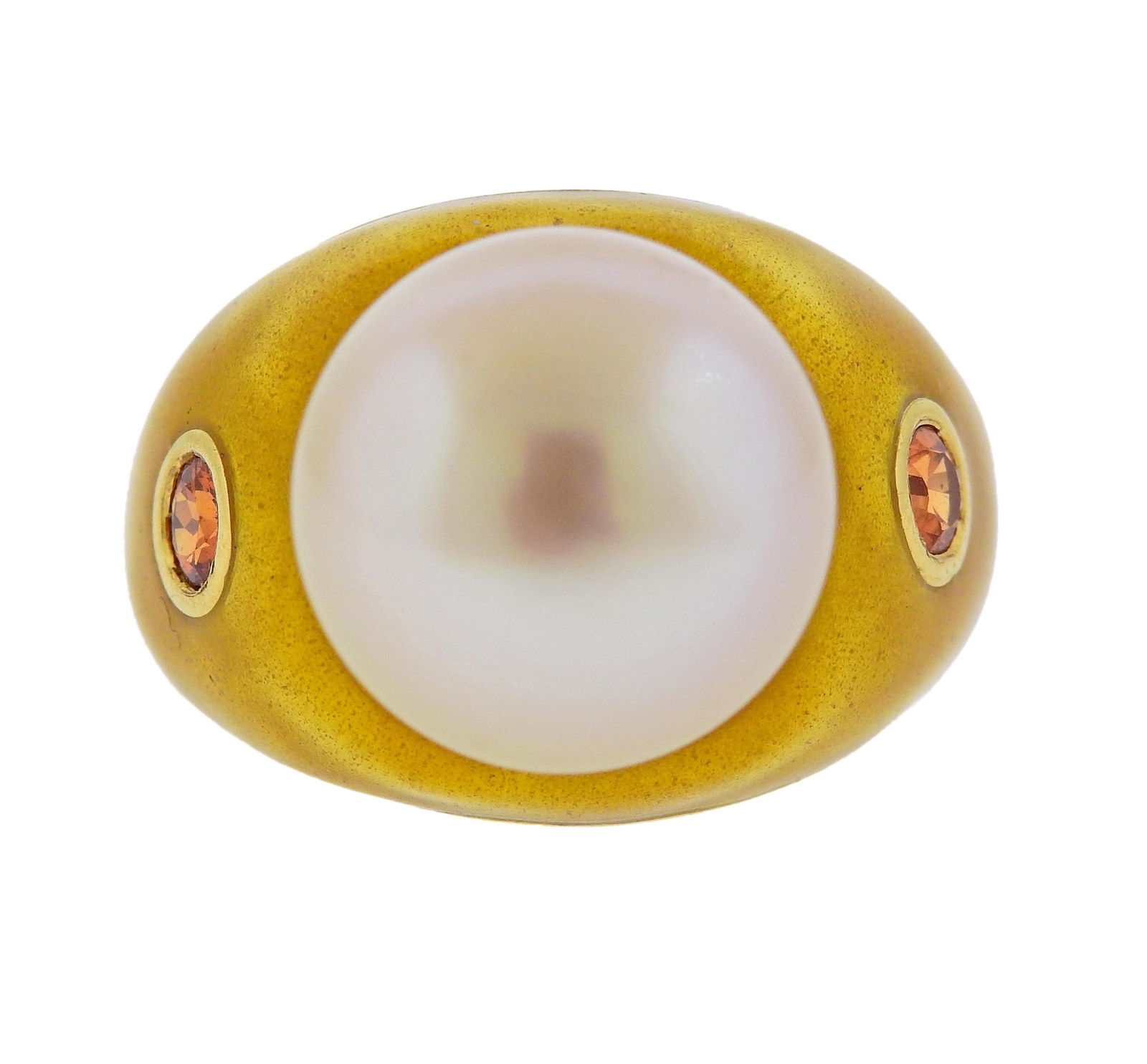 Assael 18k Gold Mandarin Garnet South Sea Pearl Ring (1 of 4)
