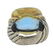 David Yurman Ablion Gold Silver Blue Topaz Ring - 3