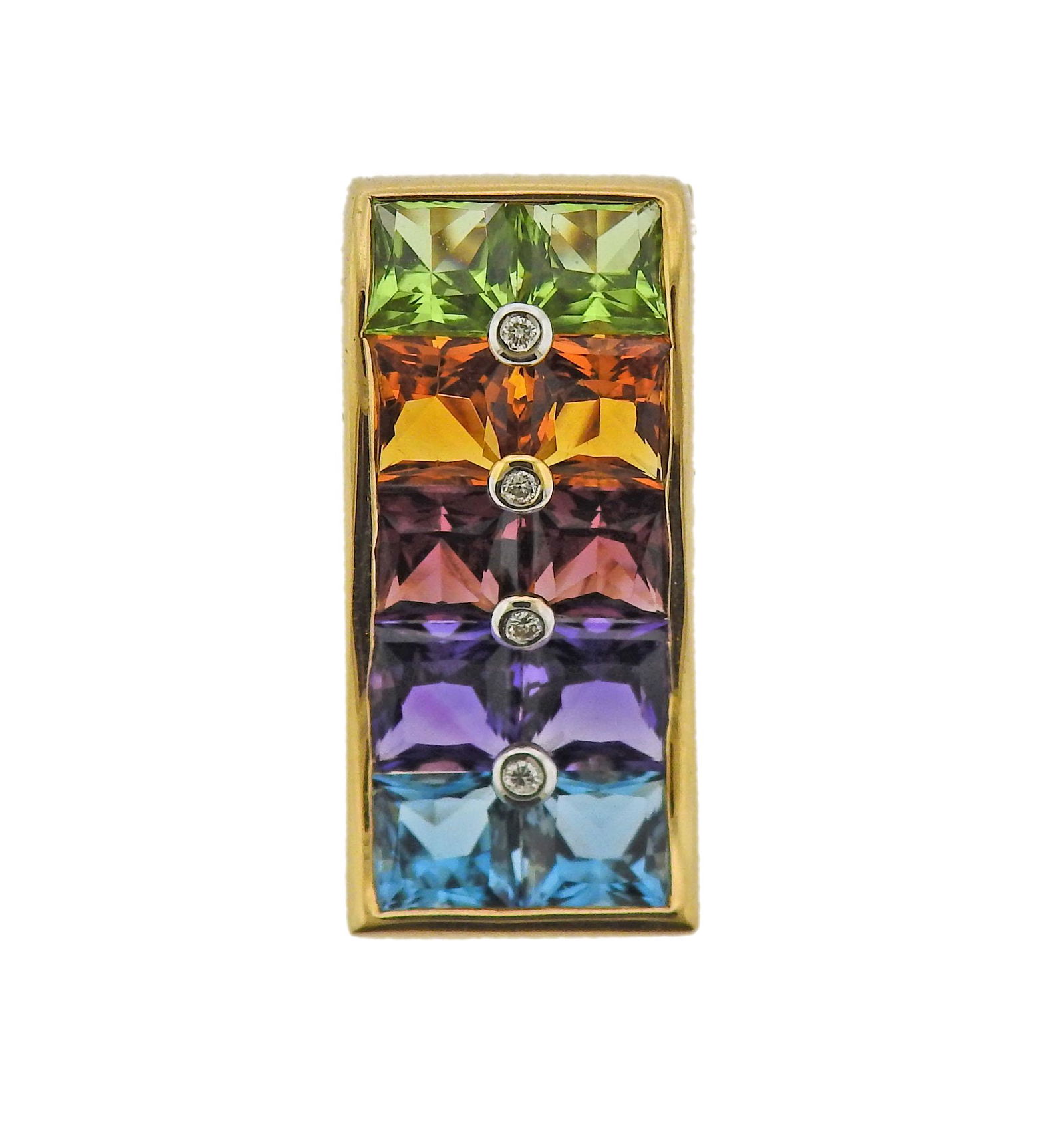 18K Gold Diamond Multi Gemstone Pendant (1 of 3)
