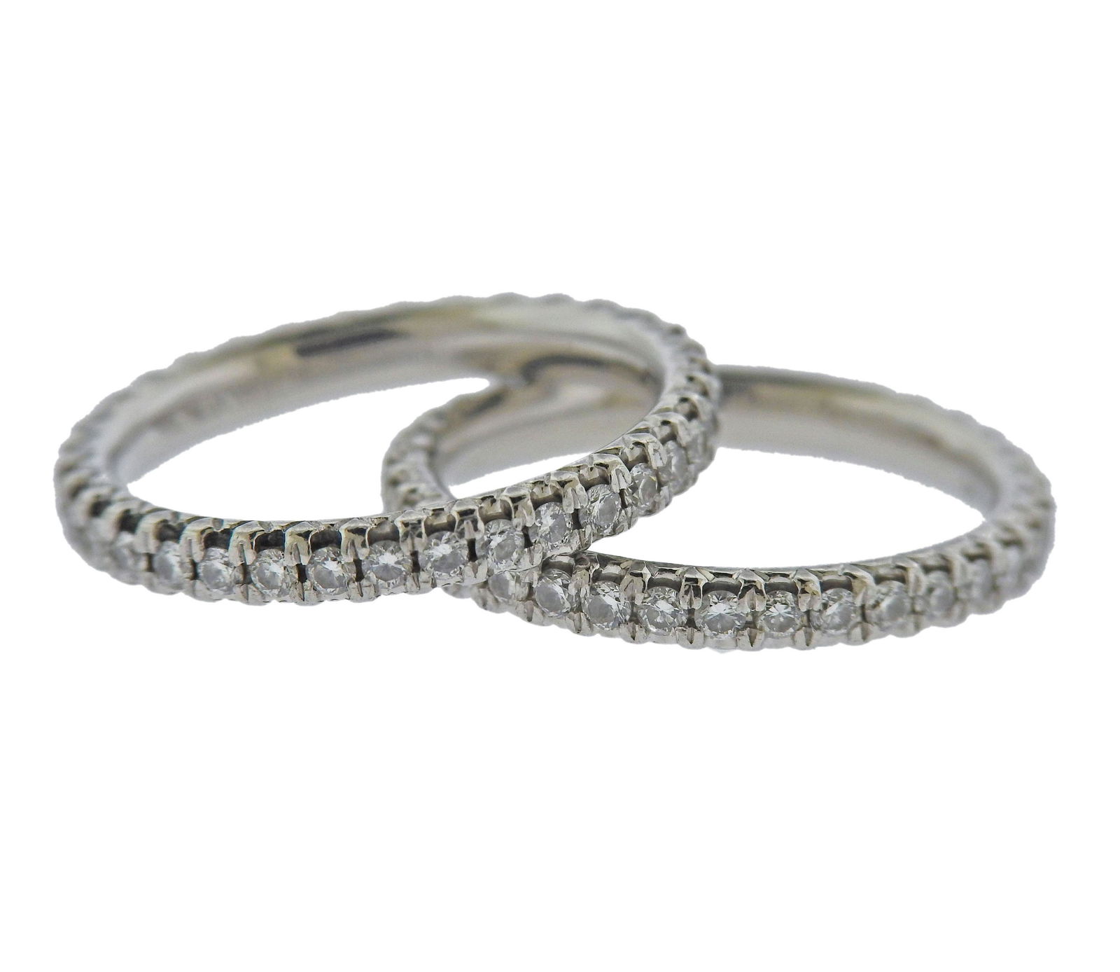 Platinum Diamond Eternity Band Ring Lot of 2 (1 of 3)